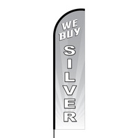 We Buy Silver Flex Banner Flag - 16ft (Single Sided)