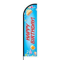 Happy Birthday Flex Banner Flag - 16ft (Single Sided)