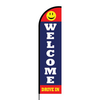 Welcome Drive-in Flex Banner Flag - 16ft (Single Sided)